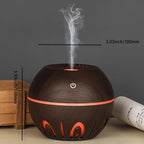 USB Mini Humidifier Aromatherapy Diffuser 2-in-1 Seven-Color LED Night Light Auto Shut-Off Quiet Desktop for Bedroom Office Home Dark Light Wood