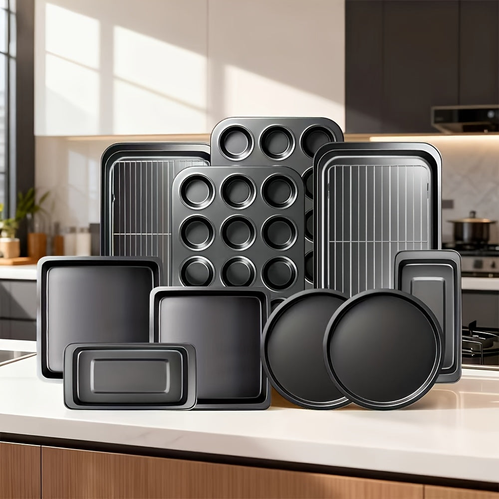 Baking Pan Set Oven-Safe Commercial Grade - Cookie Sheet Baking Sheet Round Cake Pan Muffin Pan Bread Pan Pizza Pan Square Pan - 4/6/12/23/46-Piece Kitchen Bakeware Sets, Restaurant Quality