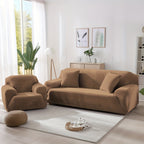 Velvet Stretch Sofa Cover Slipcover – Thick High-Elasticity Plush Couch Cover for L-Shape 1 2 3 4 Seater, Polyester Spandex Furniture Protector with Pillowcase for Living Room