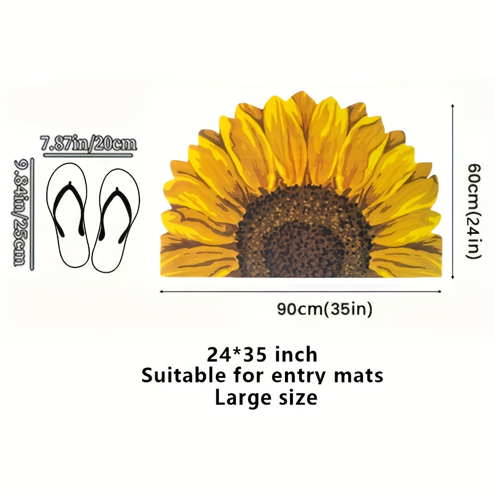 Sunflower Absorbent Floor Mat – Quick-Dry Diatomite Bath Mat for Bathroom, Kitchen & Entryway