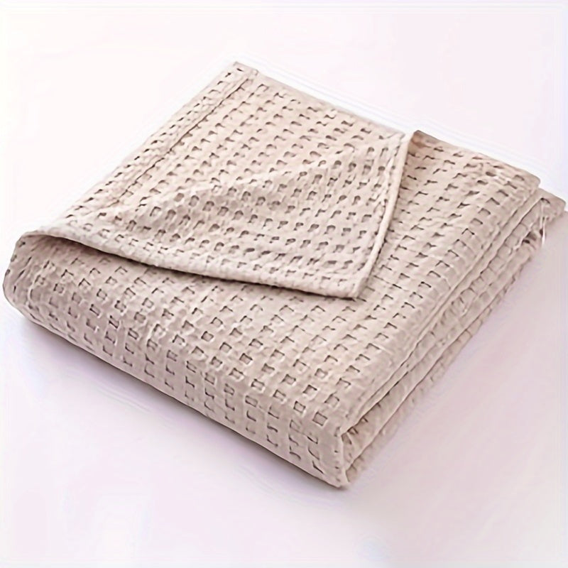 Waffle Cotton Blanket Pure Cotton Multi-Layer Machine Washable Lightweight Throw for Bed Sofa Air Conditioning Summer Cooling Lunch Break Car Use Multiple Sizes and Colors