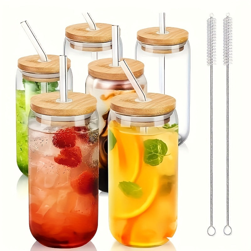 Glass Cups with Lids and Straws 18.7oz – Mason Jar Iced Coffee Glasses, Water Tumblers with Straw Brush (4 or 6 Pack)