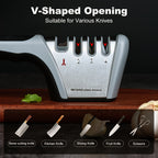 4-in-1 Manual Knife Sharpener with 4 Sharpening Stages – Sharpen, Hone & Polish Paring Knives, Kitchen Knives & Scissors | No Electricity Required