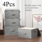 Extra Large Foldable Waterproof Storage Bins 4 or 8 Pack Collapsible Organizer Bags for Clothes Blankets Wardrobe Bedroom Kitchen Books Multi-Purpose