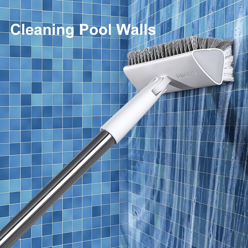 180 Rotating Multi-Purpose Cleaning Brush Long Handle Double-Sided Stiff Bristles Floor Scrubber for Bathroom Kitchen Patio Tile Shower Outdoor