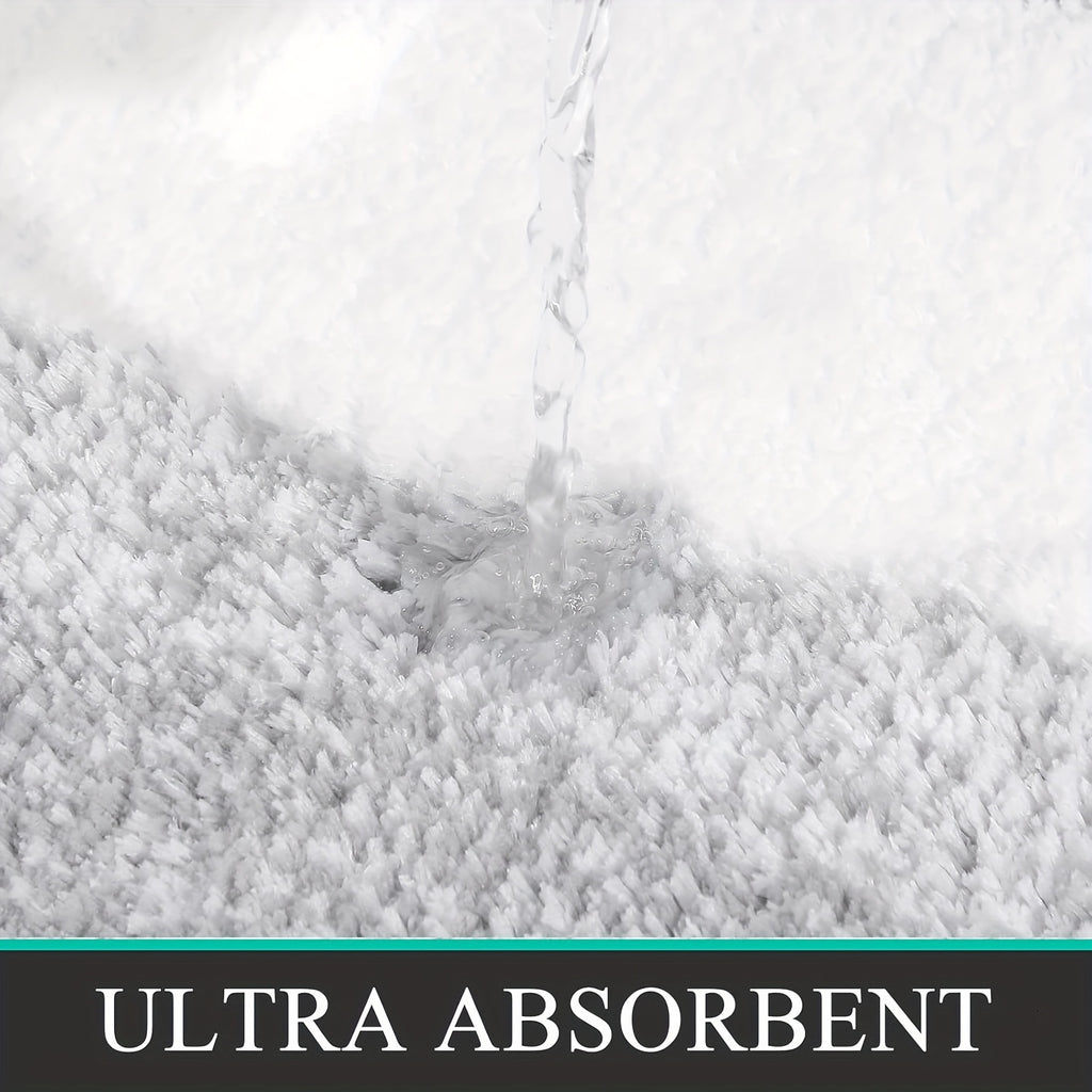 Bathroom Rug Set 3 Piece Plush Shaggy Non-Slip Absorbent Microfiber Bath Mat with U-Shaped Contour Toilet Mat – Multiple Colors & Sizes for Tub, Shower & Bathroom Floor