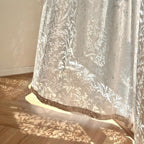 French Tulle Sheer Curtains 2 Panels Cream Hollow Princess Style – Romantic Translucent Rod Pocket Drapes for Living Room Bedroom Balcony Wedding, 5 Sizes