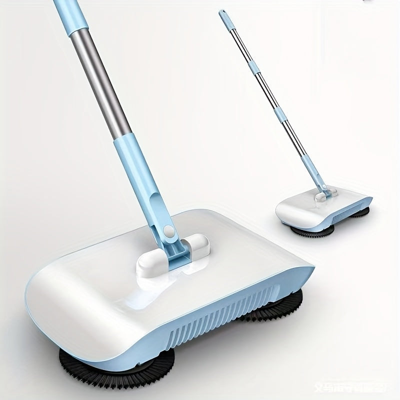 Hand-Push Floor Sweeper with Dustbin – All-in-One Manual Broom & Dustpan Set, No Power Needed, Lightweight Household Cleaning Machine for Hardwood, Tile & Laminate Floors, Lazy-Friendly Design