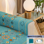Embroidered Chenille Sofa Slipcover Bohemian Geometric Floral Pattern | Non-Slip Machine Washable Couch Cover for 1-2-3-4 Seater with Armrest & Pillow Cover Options, 6 Colors