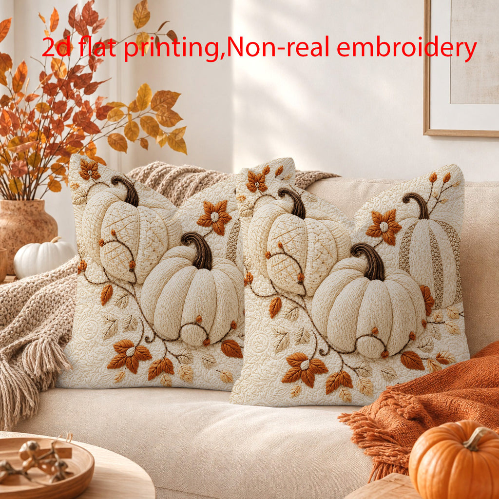 Boho Rustic Pumpkin Fall Throw Pillow Covers Set of 2 – Farmhouse Cushion Covers with Zipper, 4 Sizes 12x12 16x16 18x18 20x20 for Sofa Bed Car Autumn Decor, No Inserts