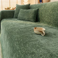 Chenille Sofa Cover with Tassels - Ultra Soft Thick Pet Friendly Couch Slipcover Solid Color 2 3 4 Seater Living Room Decor