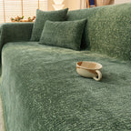 Chenille Sofa Cover with Tassels - Ultra Soft Thick Pet Friendly Couch Slipcover Solid Color 2 3 4 Seater Living Room Decor