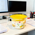 Lidded Floral Glass Measuring Cup Set – Heat-Resistant, Microwave-Safe, BPA-Free with Handle & Clear Markings for Baking & Cooking