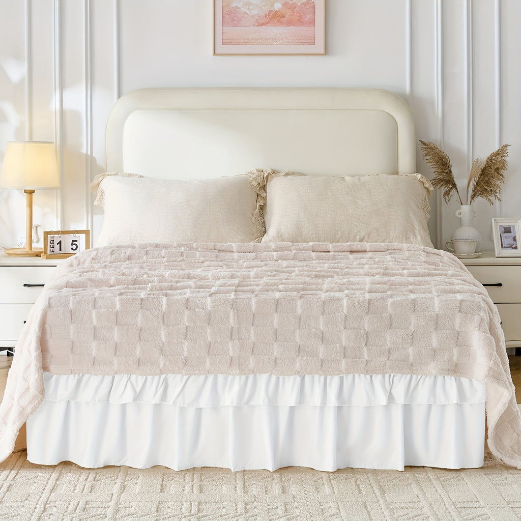 Double Ruffle Bed Skirt – 16" Drop Elastic Wrap-Around | Easy Install, Machine Washable | Twin, Full, Queen, King