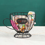 Coffee Pod Holder K-Cup Organizer Basket - Extra Large Capacity Capsule Storage for Coffee Bar, Kitchen Counter, Office Breakroom & Cafe Display, Gold & Black Options