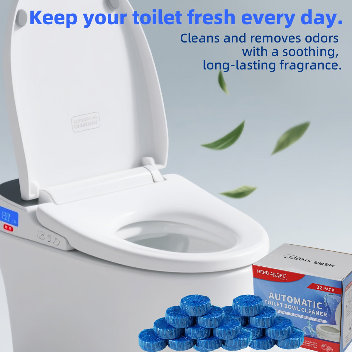 Toilet Bowl Cleaner Tablets Automatic – 12 / 24 / 32 Count Blue Blocks, Low Odor, Stain Removing & Long-Lasting Deodorant for Home & RV