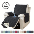 Recliner Chair Cover Waterproof Non-Slip, Oversized Recliner Slipcover with Side Pocket & Elastic Straps, Washable Furniture Protector for Dogs & Pets, Warm Cozy Chair Cover, 1 Piece