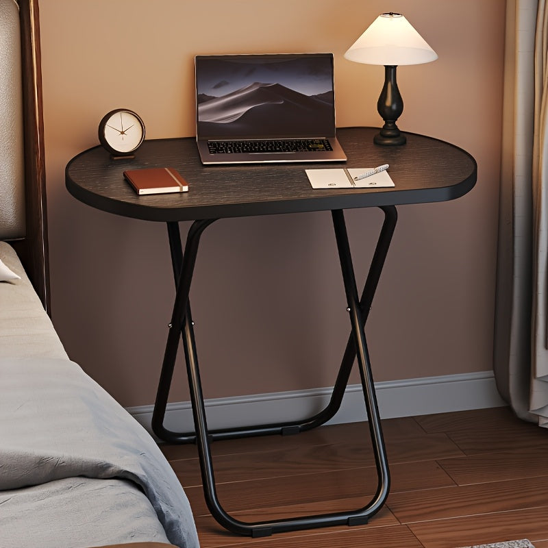 Foldable Tray Table – No Assembly TV Dinner Tray for Eating on Bed Sofa Living Room, Stable Snack Table, Normal & Large, Black White Walnut