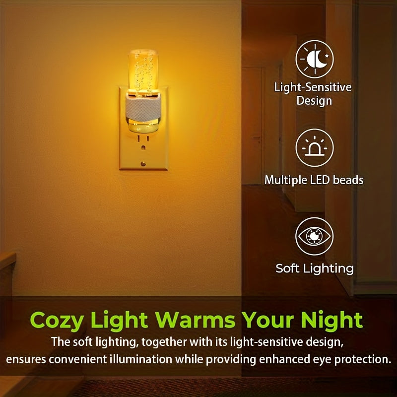 LED Night Light Plug Into Wall, 2 Pack Dimmable 3000K Warm White with Auto Light Sensor, Adjustable Brightness, Modern Design for Hallway Bedroom Nursery Bathroom – No Batteries Needed