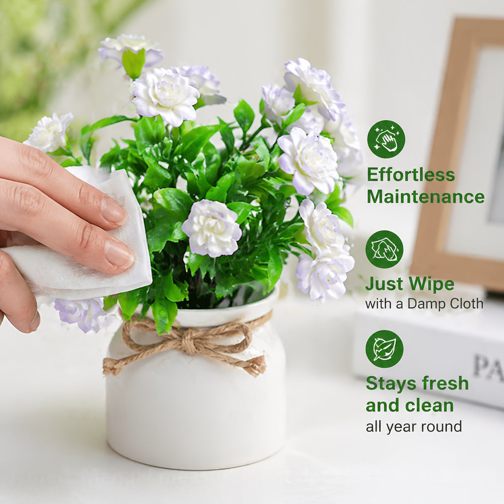 Artificial Potted Plants Set of 6 - Mini Fake House Plants with Pots and Realistic Faux Greenery - Low-Maintenance Plastic Plants for Office Desk, Shelf, Tabletop, Doorway and Year-Round Home Decor