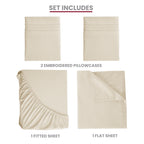 Brushed Microfiber Bed Sheet Set 6 Piece with Embroidered Pillowcases - Hotel Luxury Deep Pocket 16 Inch, Soft Breathable All Season, 24 Colors, Twin Twin XL Full Queen King Cal King