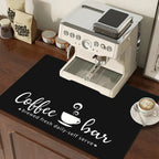 Coffee Bar Mat and Dish Drying Mat - Non-Slip Diatomite Absorbent Kitchen Counter Mat with Coffee Theme Design - Multi-Size Coffee Machine Mat and Kitchen Countertop Accessory