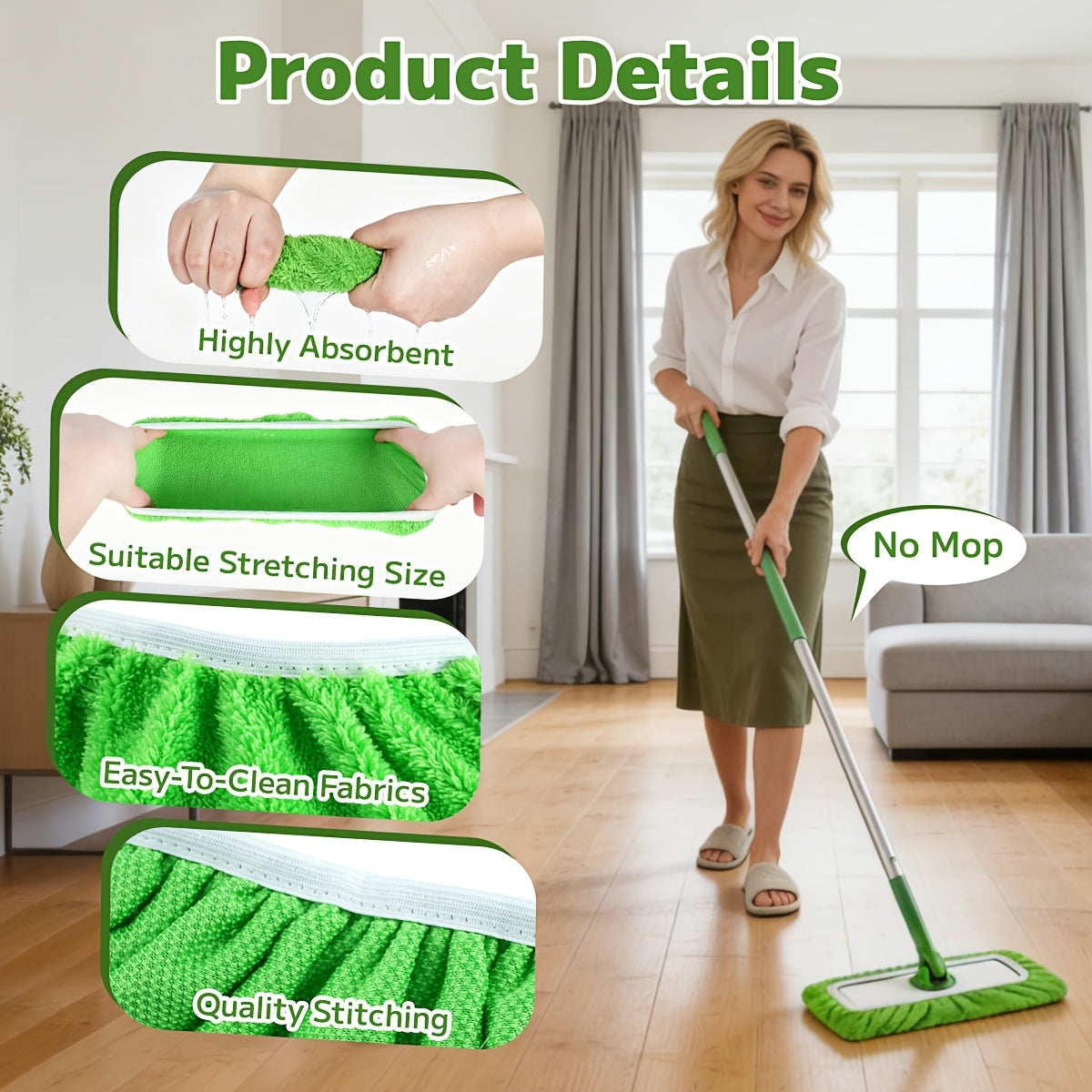 Microfiber Mop Pads 15 Pack Compatible with Swiffer Sweeper Reusable Washable Wet Dry Mopping Cloths Refill for Hardwood Tile Vinyl Floors