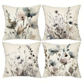 Boho Poppy Flowers Throw Pillow Covers Set of 4 Watercolor Chinoiserie Floral Cushion Covers 18x18 Inch for Sofa Bedroom Office Farmhouse No Insert