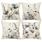 Boho Poppy Flowers Throw Pillow Covers Set of 4 Watercolor Chinoiserie Floral Cushion Covers 18x18 Inch for Sofa Bedroom Office Farmhouse No Insert