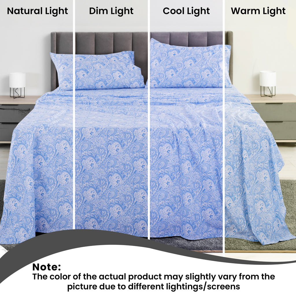 Paisley Bed Sheet Sets Queen King Twin Full Cal King – Soft Brushed Microfiber Deep Pocket Fitted Sheet & Pillowcases, Wrinkle Free