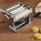 Manual Pasta Maker Machine Stainless Steel – 9 Adjustable Thickness Settings Noodle Cutter for Spaghetti, Fettuccine, Lasagna & Dumpling Wrappers, Durable Kitchen Tool