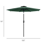 Large Patio Umbrella 9ft / 10ft, Outdoor Market Umbrella with Manual Crank & Tilt, Metal Frame, Polyester Canopy, Table or Freestanding Use, 5 Colors — Beige, Red, Dark Blue, Light Blue, Dark Green