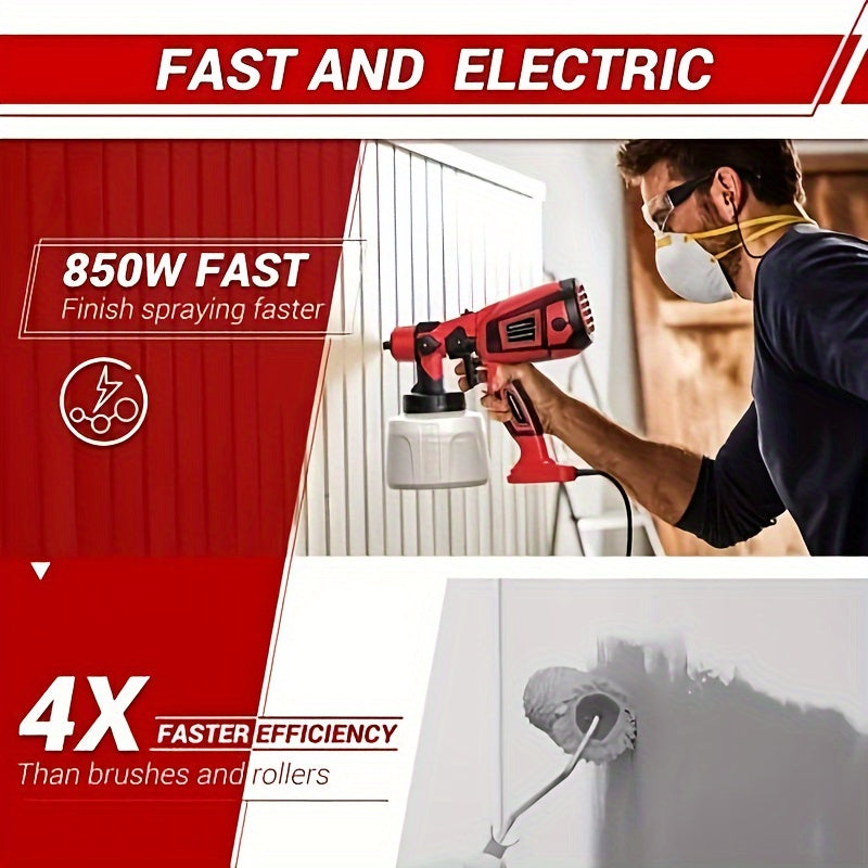 HVLP Electric Airless Paint Sprayer Gun with 3 Spray Patterns 27oz Container for House Walls Fence Furniture Cabinets Doors Car DIY Projects – Easy Clean Cordless Electric Spray