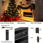 Vitesse Ultra-Thin Electric Fireplace In-Wall Recessed & Wall Mounted Linear Heater Multicolor Flame Timer 750W/1500W Touch Screen Remote Control