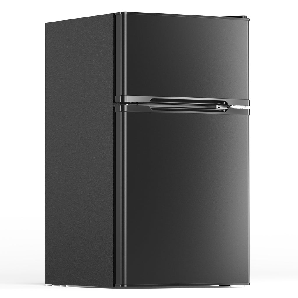 Compact Mini Fridge with Freezer 3.1 Cu Ft, 2-Door Small Refrigerator with Adjustable Glass Shelves for Bedroom, Office, Dorm, Kitchen & Apartment – Black or White