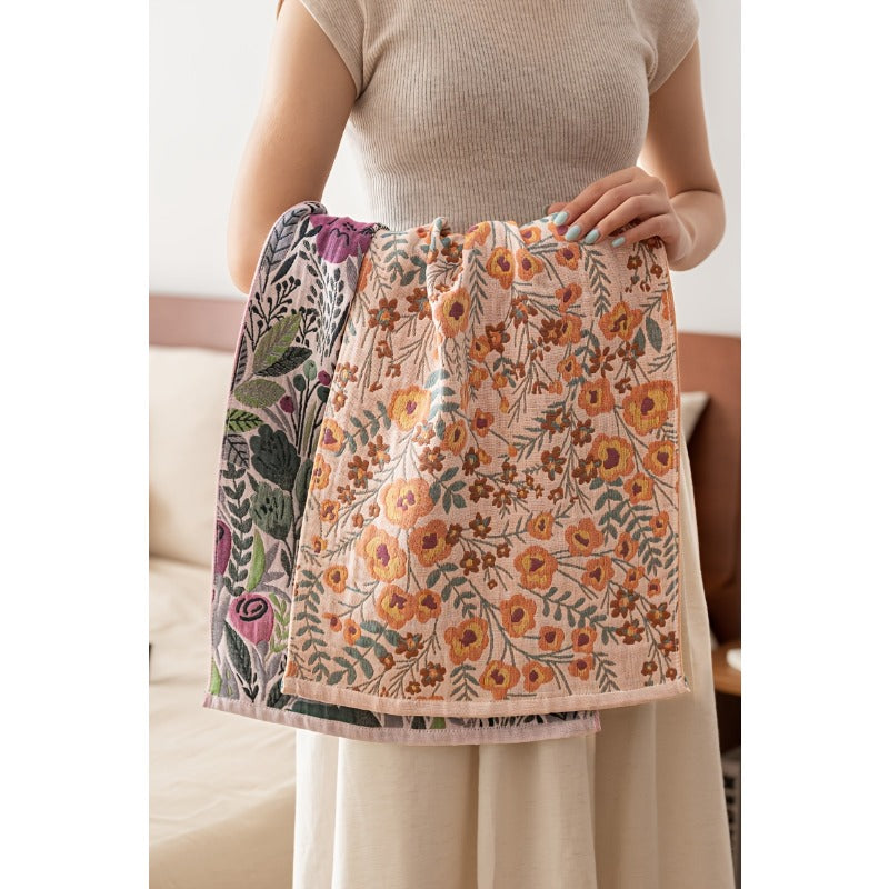 Four-Layer Gauze Jacquard Hand Towel & Kitchen Towel Set Thickened Soft Absorbent Quick Dry - Floral Pastoral Style Multi-Function 4 Designs | Nuvia Haven