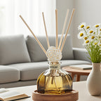 Rattan Reed Diffuser Lavender Essential Oil Flameless Aromatherapy Home Fragrance Air Freshener Deodorizer for Bedroom Bathroom Living Room Office