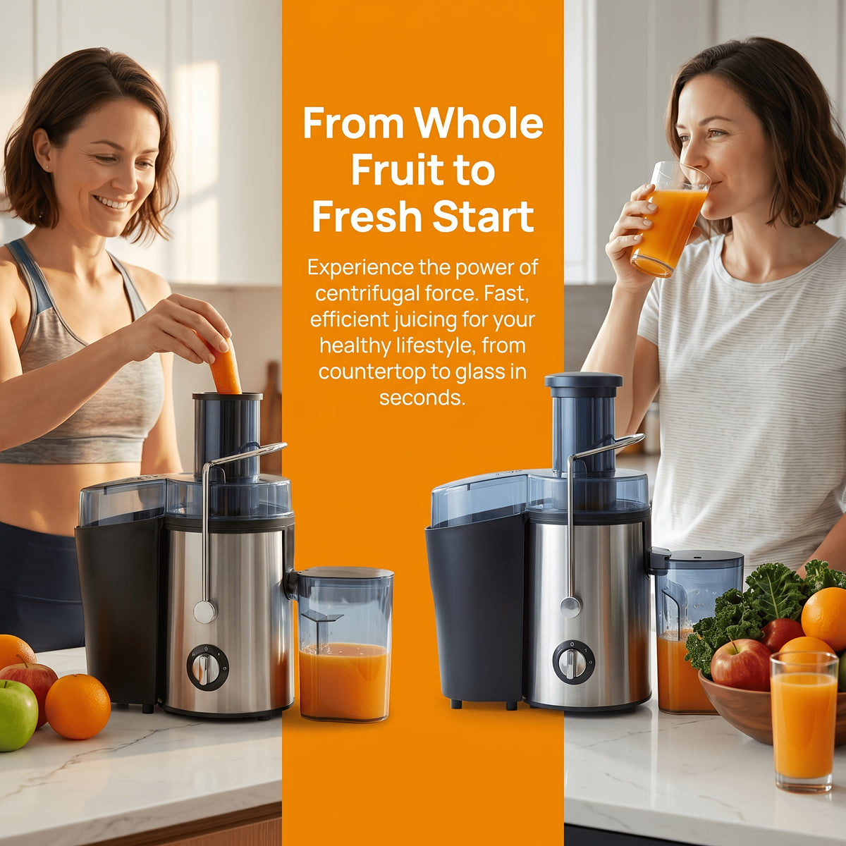 Centrifugal Juicer Machine 2-Speed Wide 3-Inch Feed Chute 54oz Pulp Container Easy to Clean Fruit Vegetable Juice Extractor
