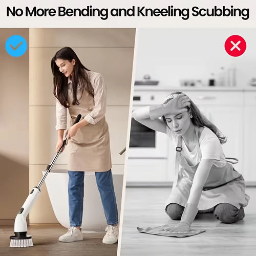 9-in-1 USB Rechargeable Electric Rotating Cleaning Brush – 8 Brush Heads + Gap Brush, 2-Hour Runtime, Telescopic Handle for Bathtub, Tile, Floor & Car