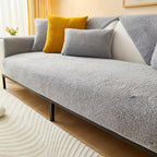 Thickened Honeycomb Velvet Sofa Seat Cover – Solid Color Minimalist Non-Slip Pet-Friendly Cushion Pad | Washable Couch Protector for Living Room, Bedroom & Office | 1-5 Seater + Armrest & Pillow Options