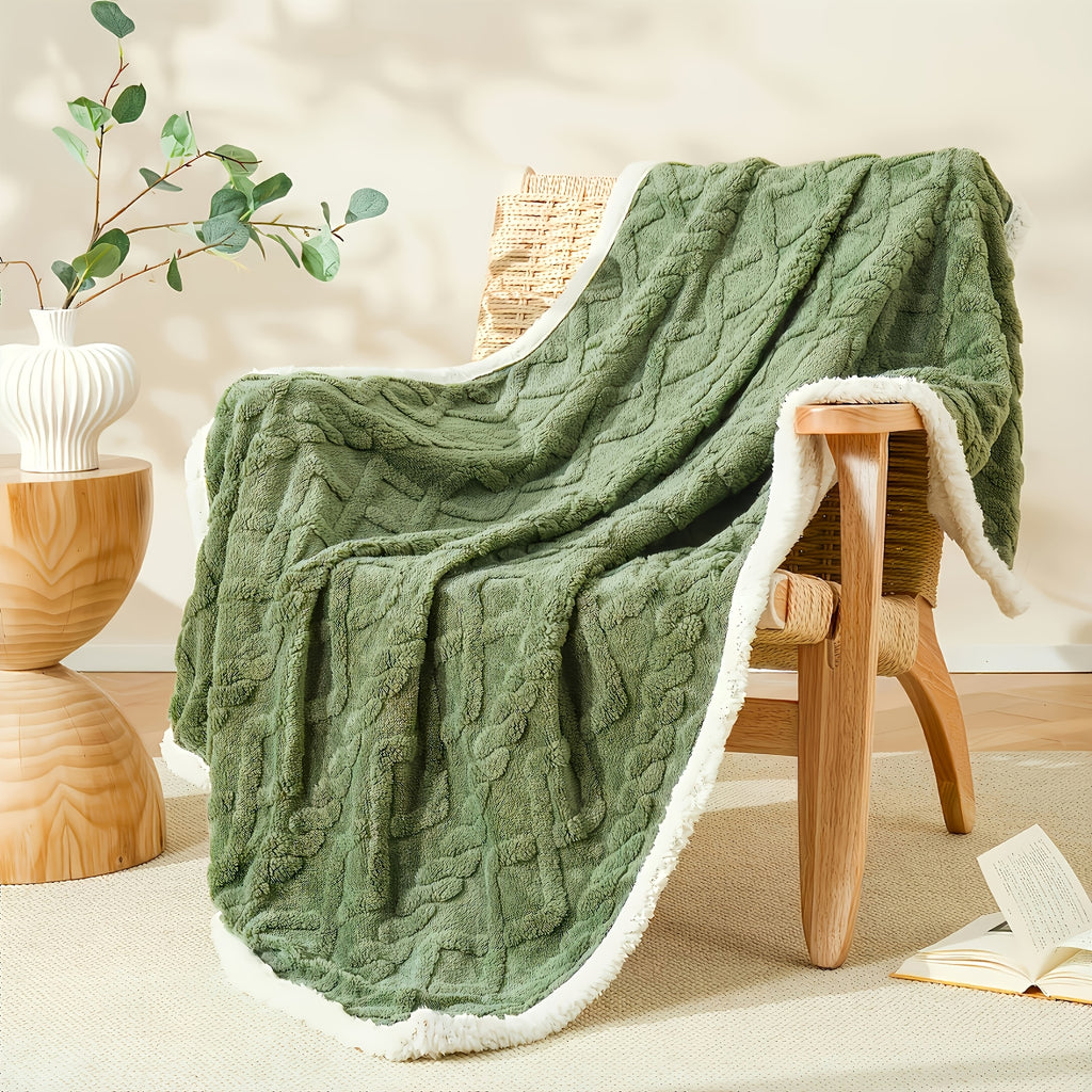 Tufted Sherpa Throw Blanket – Soft Plush Blanket in 4 Colors & 4 Sizes, Machine Washable, for Sofa Bed Couch Living Room & Garden
