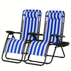 Set of 2 Zero Gravity Recliner Lounge Chairs with Cup Holder Tray – Adjustable Outdoor Relaxing Chairs for Patio, Lawn, Garden & Beach | 7 Color Options