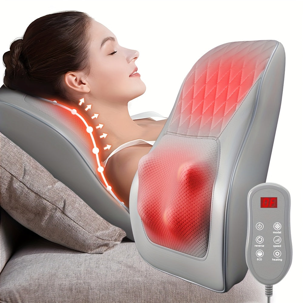 Rechargeable Shiatsu Back and Neck Massager with Heat – 3D Kneading Massage Pillow, USB Charging, Ergonomic Design for Deep Tissue Relief, Gift for Men Women Mom Dad Home Office Car Use