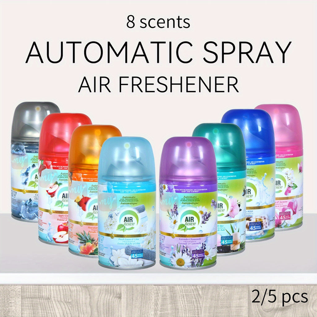 8-Scent Automatic Air Freshener Refills 5-Pack or 2-Pack – Odor Eliminator Room Spray for Home Bathroom Car Office Closet Fabric, Multi-Scent Fresh