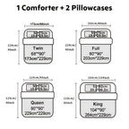 180GSM Digital Print Comforter Set 3-Piece Queen King Twin Full – Thick Quilt with 2 Pillowcases, All-Season Soft Breathable Bedding Set for Bedroom & Dormitory