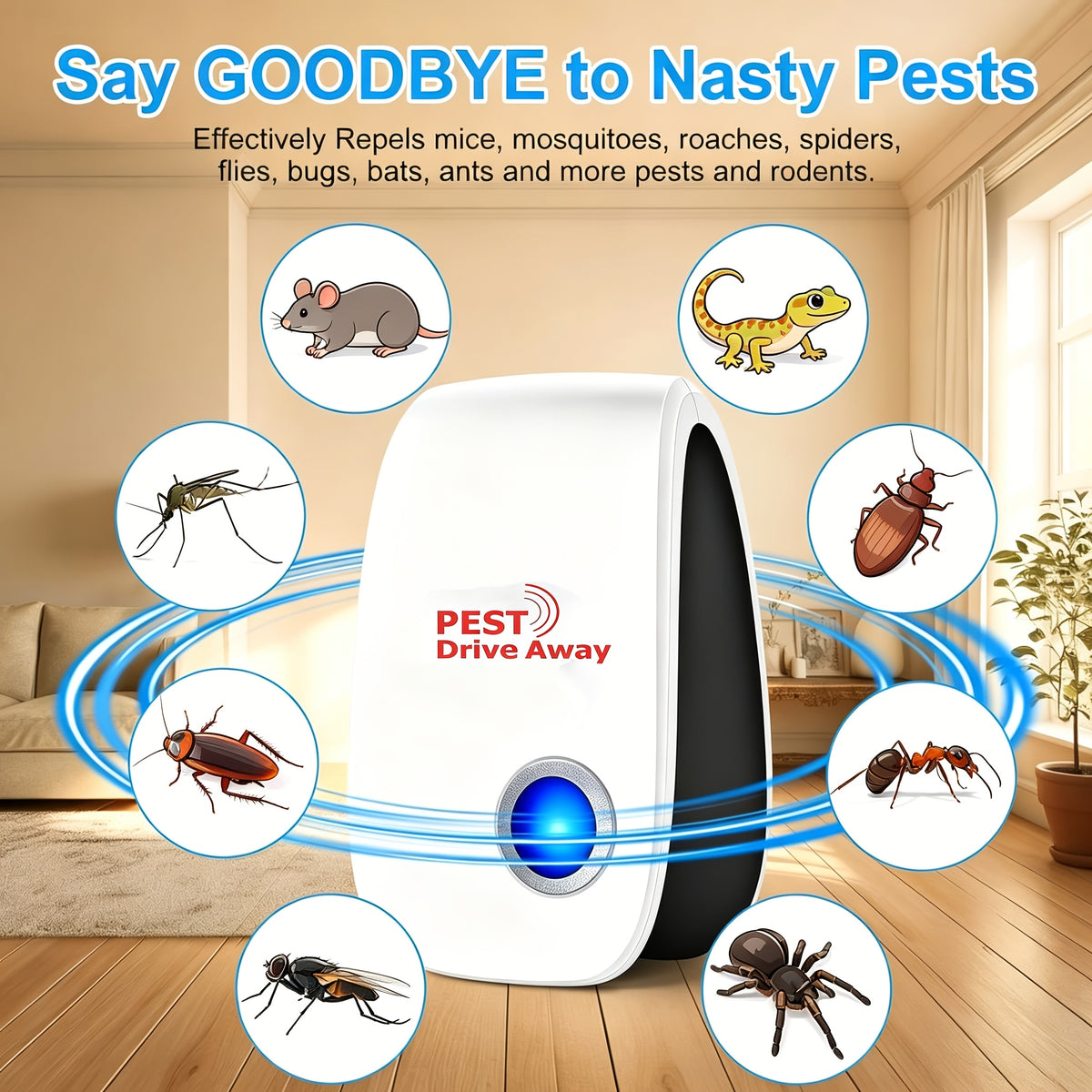 Ultrasonic Pest Control Device 2026 Upgraded Plug-In Repeller for Mosquitoes Mice Cockroaches Ants Spiders Fleas Chemical-Free Indoor Pest Repellent for Home Kitchen Office 4 6 8 Pack