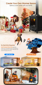Wood Stove Fan 8-Blade Dual Motor Heat Powered Fireplace Fan for Wood Log Burner Stove Buddy Heater No Electricity Required Silent Operation Model 800B7 500J