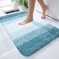 Microfiber Bath Mat Non-Slip Quick Dry Extra Soft Absorbent Bathroom Rug Machine Washable for Tub Shower Floor Home Decor Water Blue Light Grey