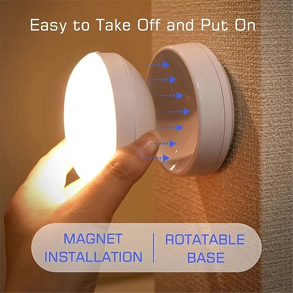 360° Motion Sensor Night Light with Magnetic Base – Rotatable, Rechargeable USB LED Wall Light for Bedroom, Stairs, Wardrobe & Hallway