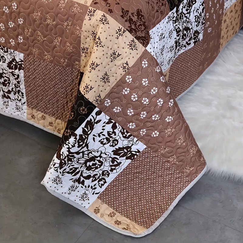 Patchwork Quilted Bedspread Set 3 Piece – Active Print 100% Polyester Quilt with 2 Pillow Shams, 90G Fill Machine Washable Soft Breathable All-Season Bedding for Bedroom & Dorm